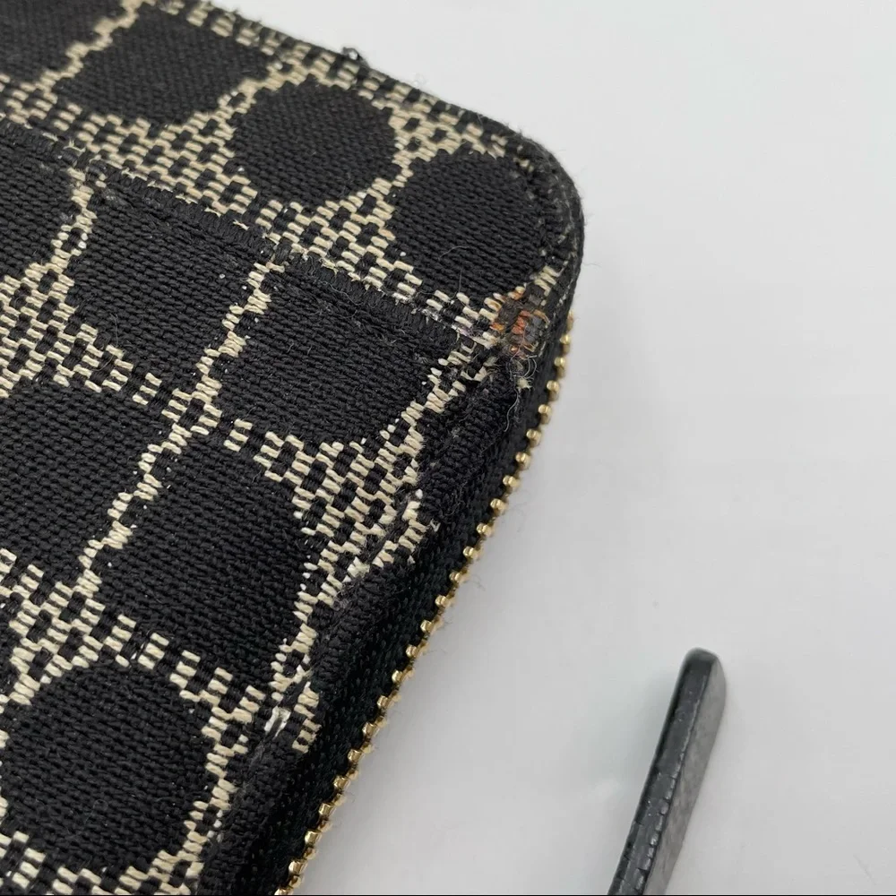 Kate Spade Classic Noel Neda Black Cream Canvas Zip Around Wallet - Picture 6 of 14